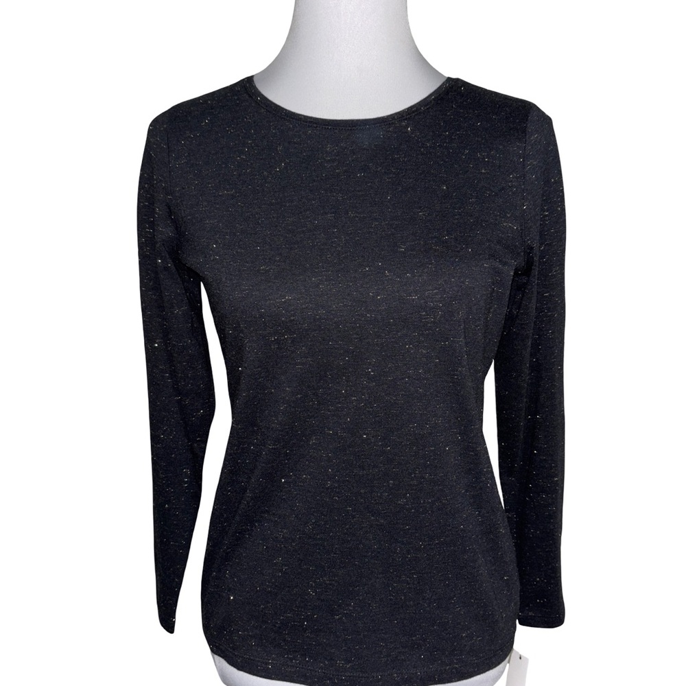 Talbots Black Speckled Long Sleeve Top